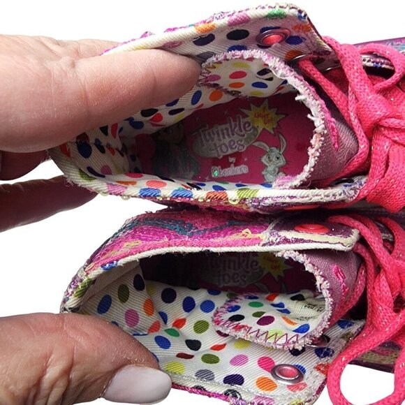 Skechers Twinkle Toes Pink Multi Color Sequins Sparkles High Top Sneakers 12.5 - Picture 12 of 13